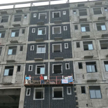 濮陽職業技術學院項目使用朝欽節能生產廠家材料石墨改性水泥基保溫板